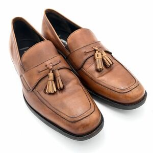 Johnston & Murphy Loafers Men's Size 9M Brown Sheepskin Leather Tassel Loafers